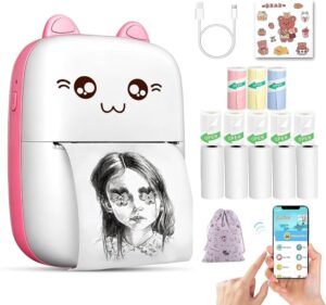 Portable Mini Printer | Compatible with iOS & Android | Wireless Bluetooth Thermal Printing | Great for Printing Text Messages,