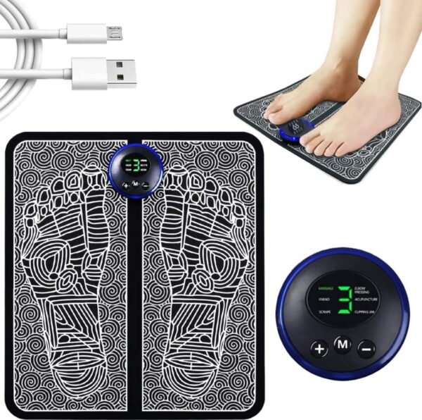 Rechargeable Electric EMS Foot Massager 8 Modes 19 Intensity Folding Portable Electric Massager Mat,Electric foot massage