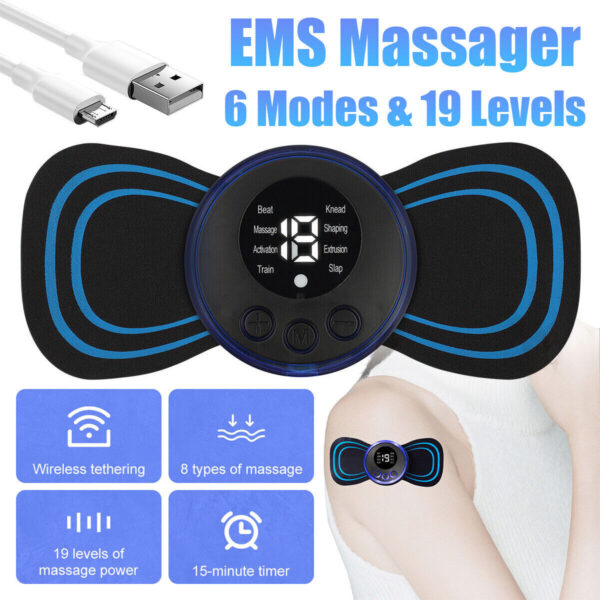 Tens Units EMS Mini Massager,Muscle Stimulator Full Body Relaxation Machine Rechargeable Device for Legs Back Neck Pain Relief Electromagnetic Therapy For Unisex