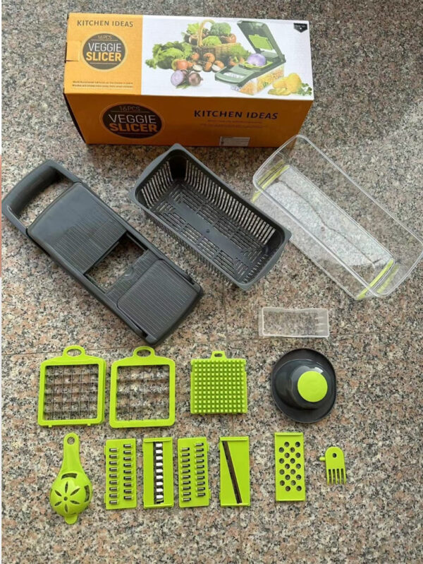 Veggie Slicer 16pcs, Slices Dices and Grates Food Easily with no hassle, Veggie Chopper Multifunctional Food Chopper 16-in-1 Kitchen Vegetable Cutter 1 Set,
