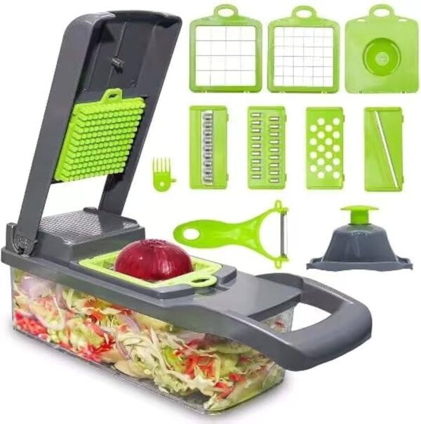 Veggie Slicer 16pcs, Slices Dices and Grates Food Easily with no hassle, Veggie Chopper Multifunctional Food Chopper 16-in-1 Kitchen Vegetable Cutter 1 Set,
