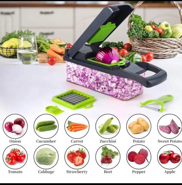 Veggie Slicer 16pcs, Slices Dices and Grates Food Easily with no hassle, Veggie Chopper Multifunctional Food Chopper 16-in-1 Kitchen Vegetable Cutter 1 Set,