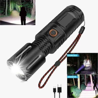 5a6d98aa59e68f39785d99ae2874a2f4 HIGH POWERED MULTI PURPOSE Zoomable Strong Light T40 LED Flashlight USB Rechargeable Ultra-Bright Torch High Power Lantern Built-in Lithium Batteries FLASHLIGHT