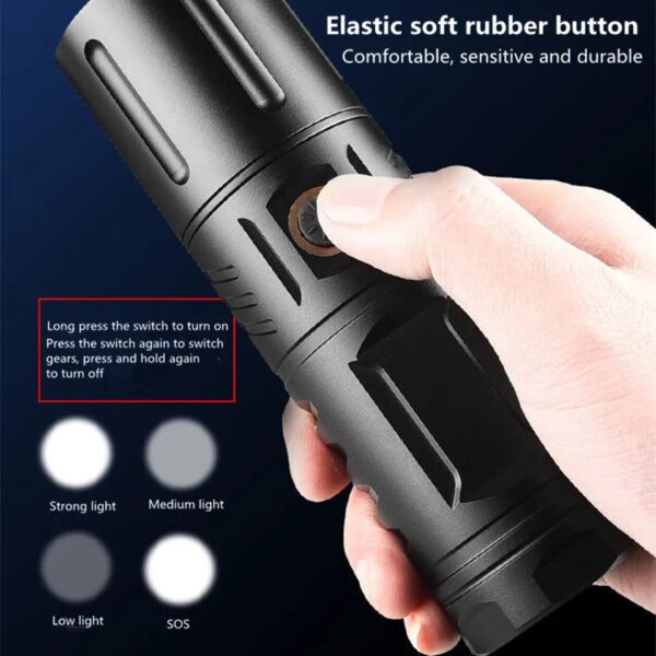 bfa771de10dbc7047d98b613efac48ae HIGH POWERED MULTI PURPOSE Zoomable Strong Light T40 LED Flashlight USB Rechargeable Ultra-Bright Torch High Power Lantern Built-in Lithium Batteries FLASHLIGHT
