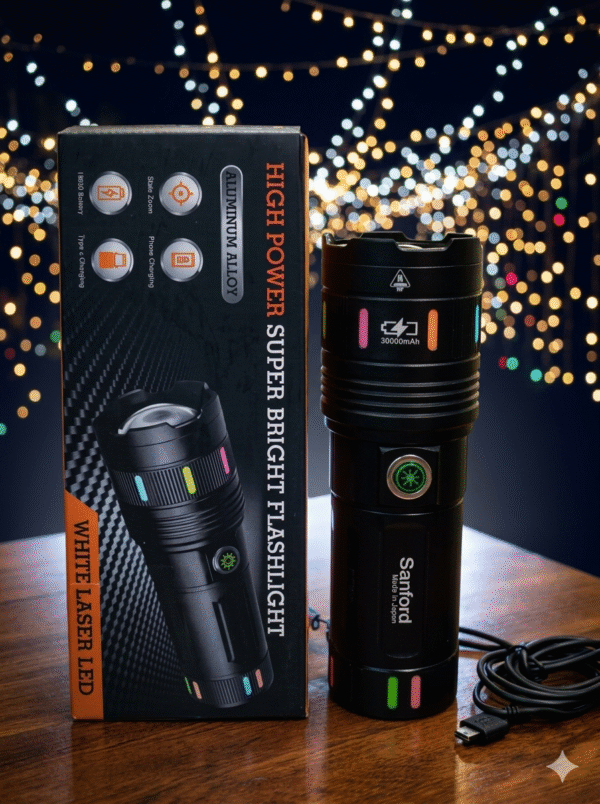 image_3e28b13d High Power Sanford Super Bright Flashlight – Slide Zoom White Laser LED Edition with 30000mah battery